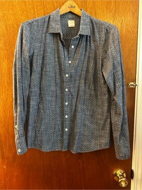 J.Crew Blue Dot Chambray Denim Long-Sleeve Shirt